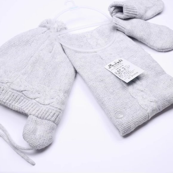 NEW Okaidi Baby Girl obaidi Hat Muffler Gloves Set Warm Lined 3T 3 Years Old - Picture 2 of 6